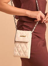 Mini Bolsa em Couro Matelassê Off White